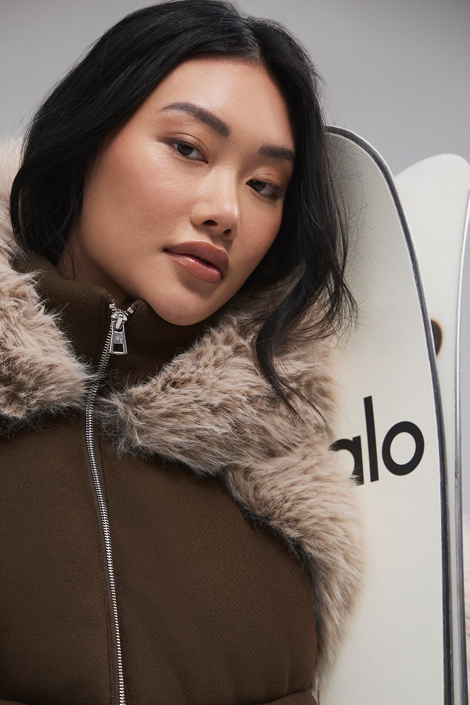 La Premiere Opulent Faux Fur Stunner Zip Jacket — Espresso/Oat