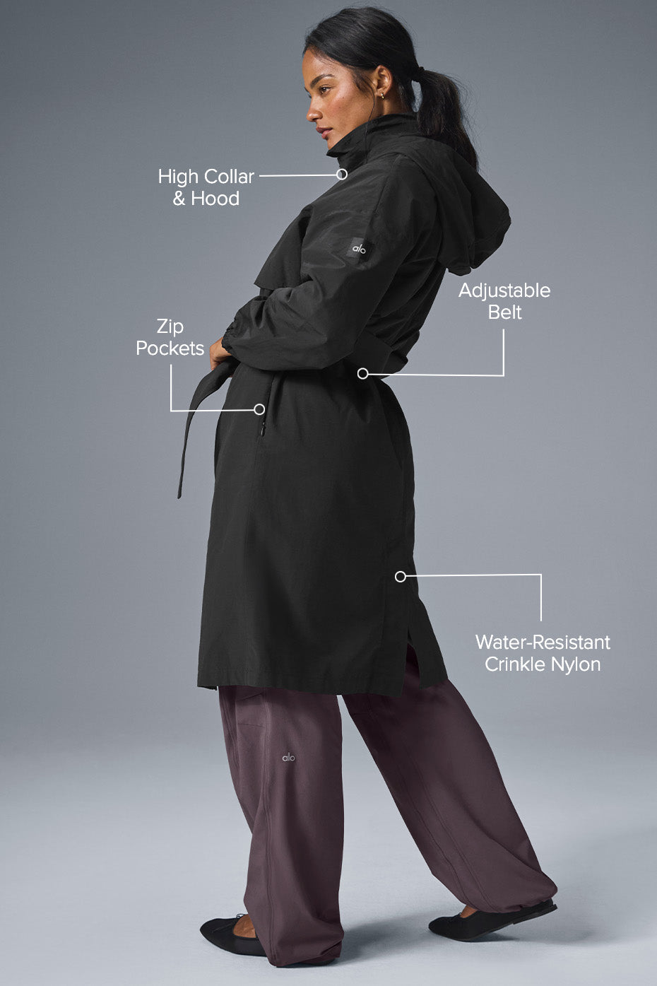 Crinkle On The Move Trench — Black