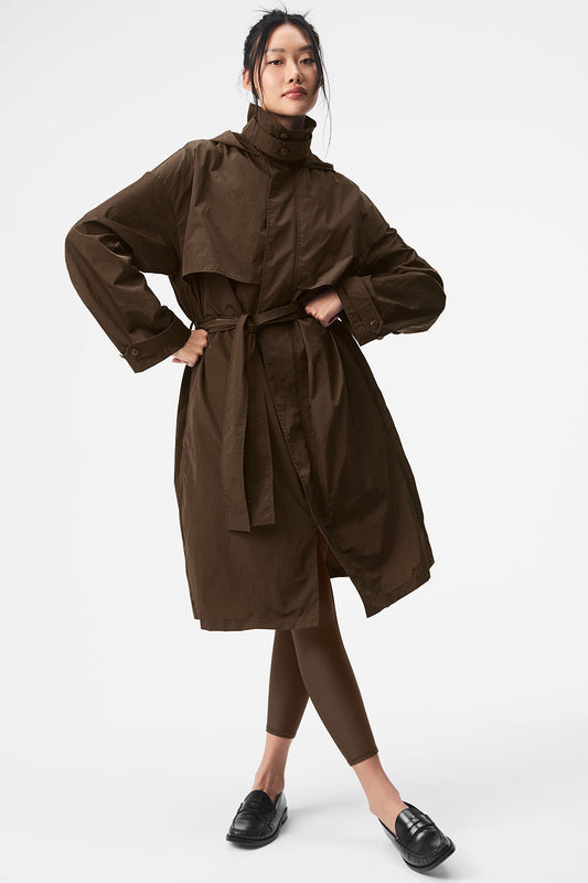 Crinkle On The Move Trench — Espresso