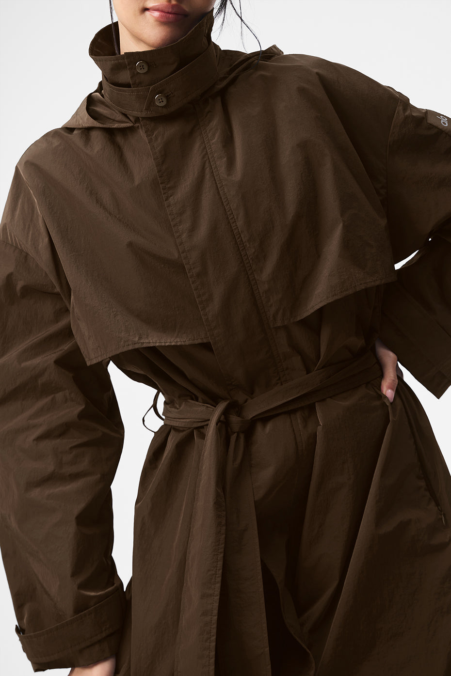 Crinkle On The Move Trench — Espresso
