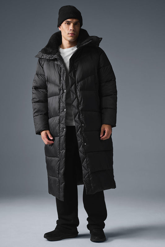 Gold Rush Puffer Trench — Black