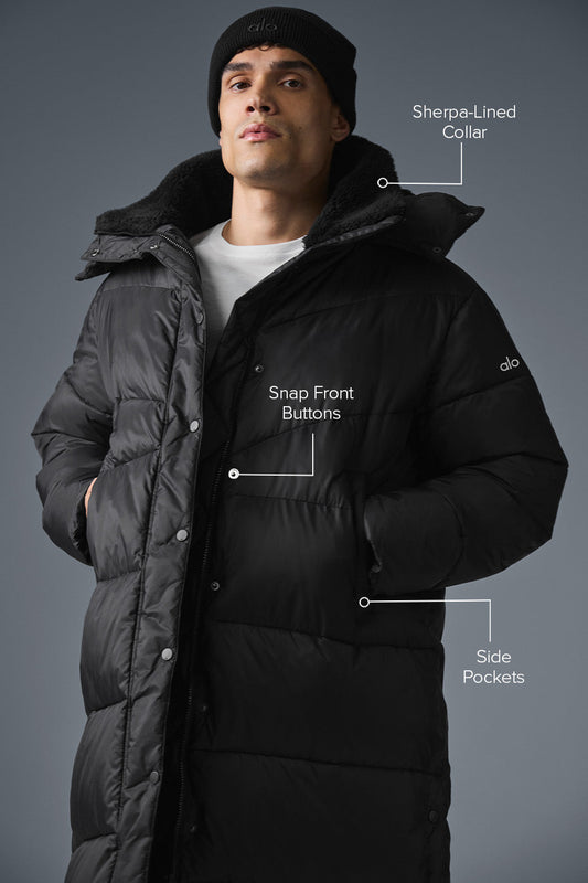 Gold Rush Puffer Trench — Black