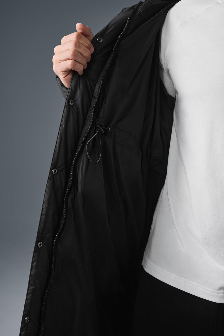 Gold Rush Puffer Trench — Black