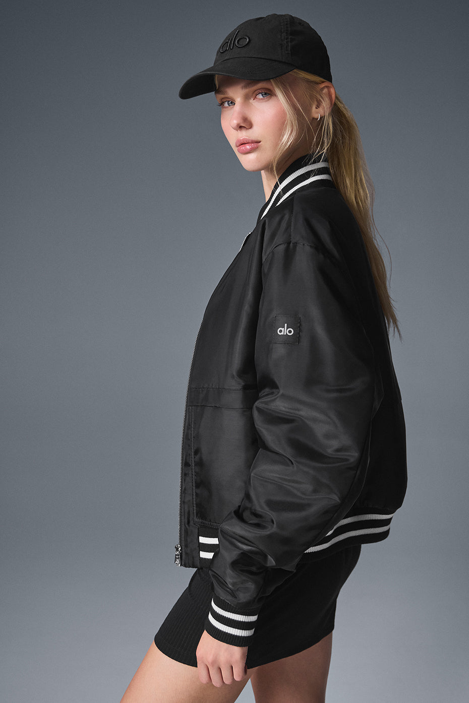 Afterglow Varsity Zip Jacket — Black