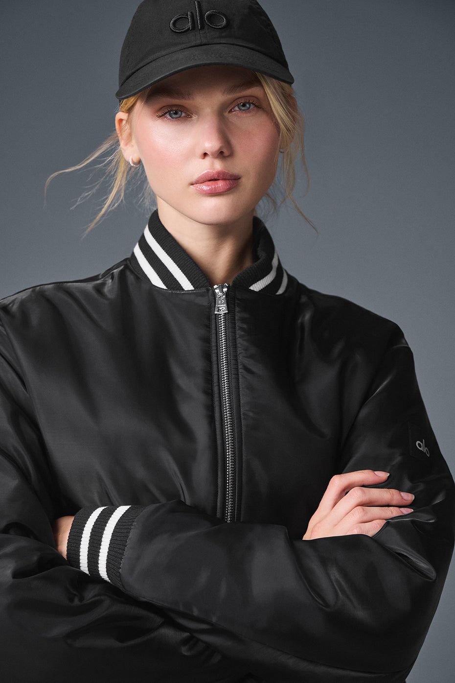 Afterglow Varsity Zip Jacket — Black