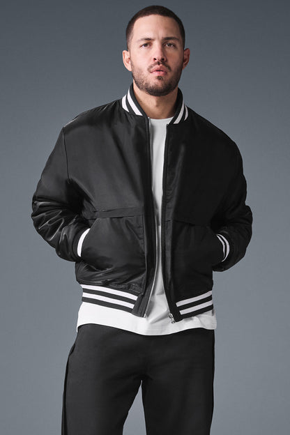 Afterglow Varsity Zip Jacket — Black
