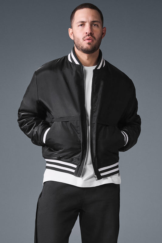 Afterglow Varsity Zip Jacket — Black
