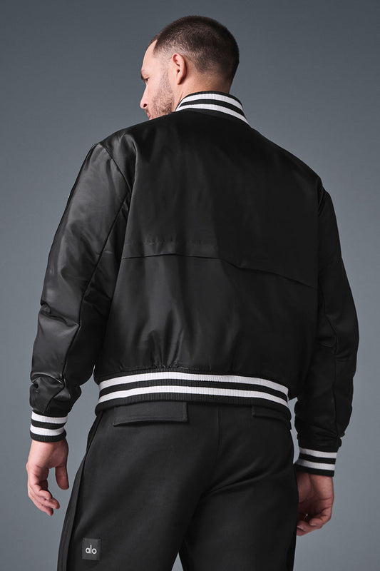 Afterglow Varsity Zip Jacket — Black