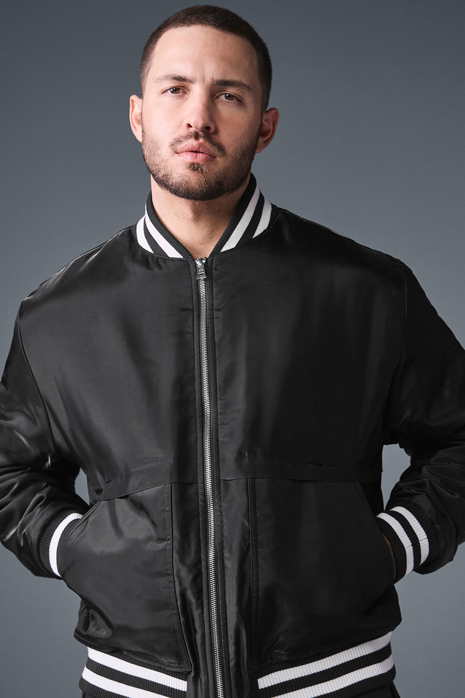Afterglow Varsity Zip Jacket — Black