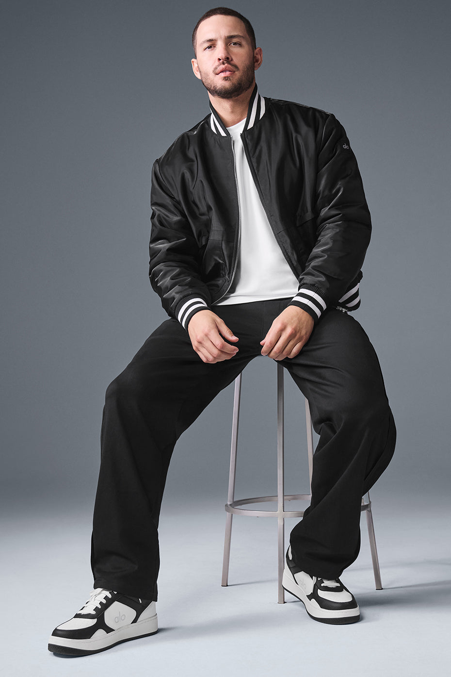Afterglow Varsity Zip Jacket — Black