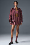 Afterglow Varsity Zip Jacket — Burgundy Truffle