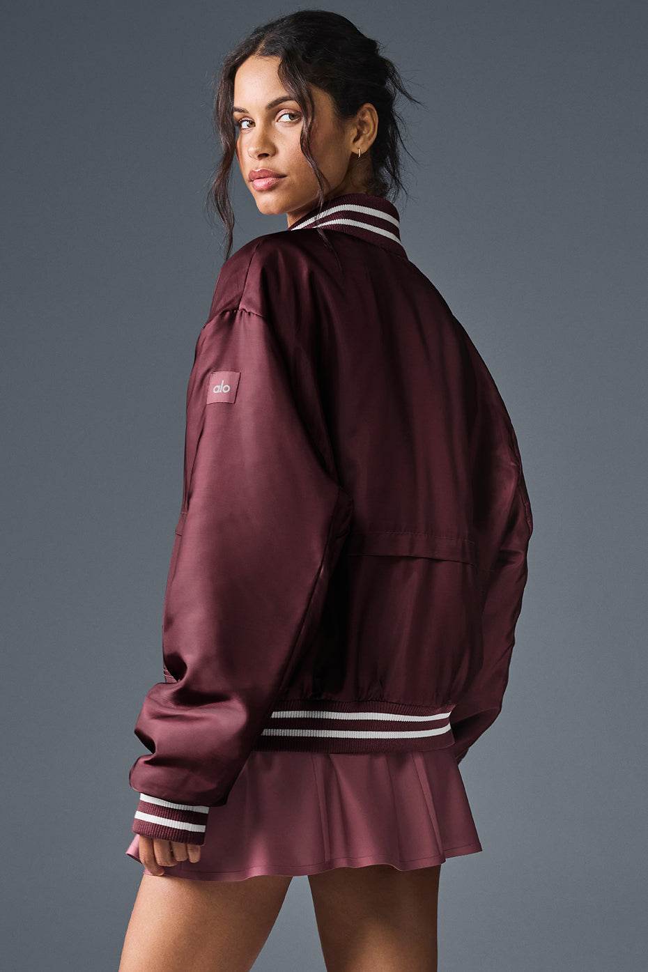 Afterglow Varsity Zip Jacket — Burgundy Truffle