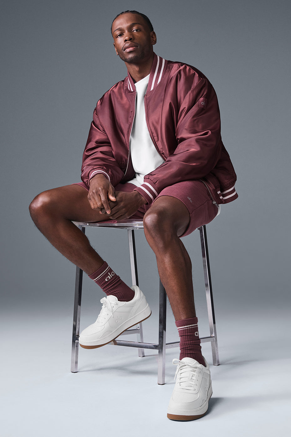 Afterglow Varsity Zip Jacket — Burgundy Truffle