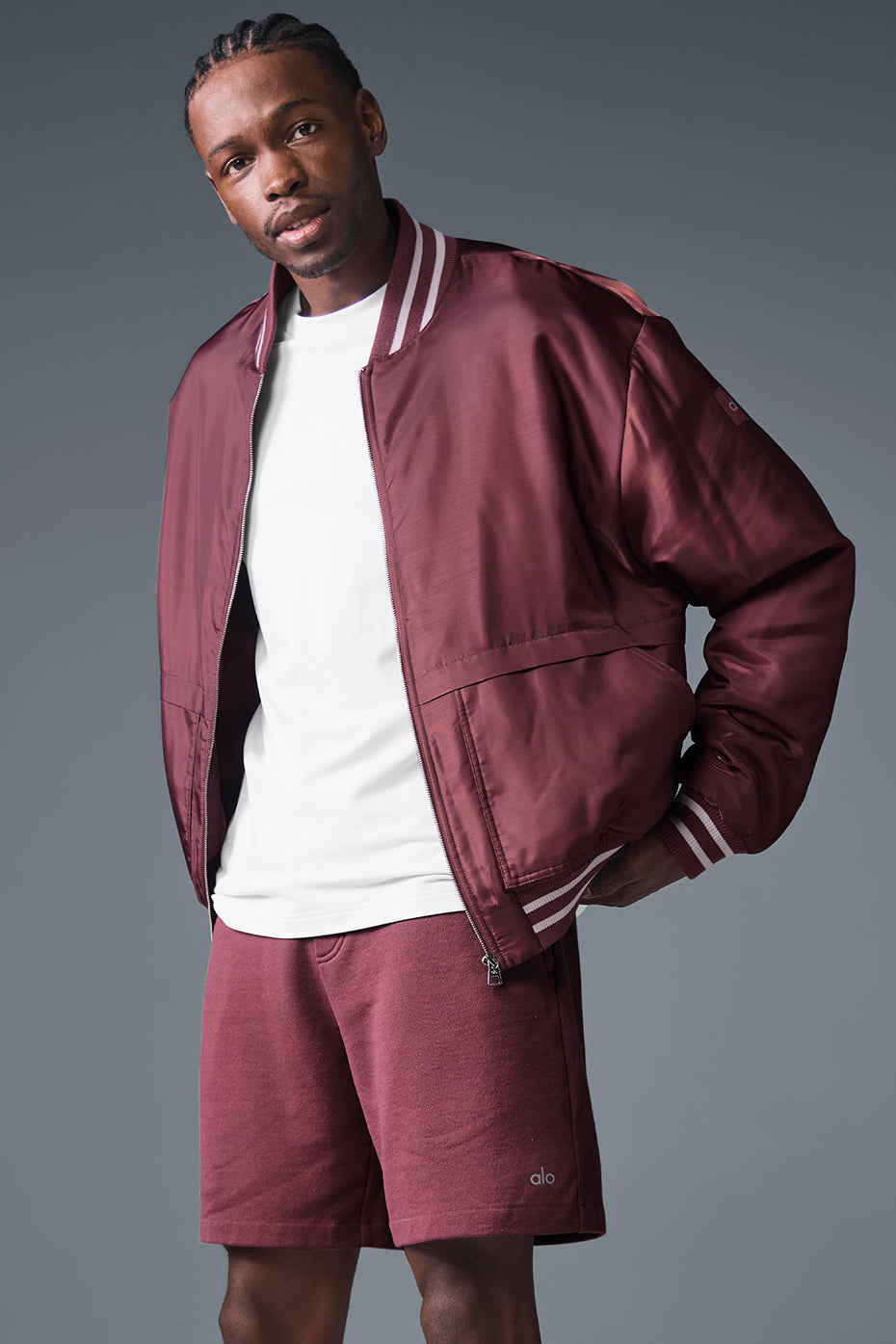 Afterglow Varsity Zip Jacket — Burgundy Truffle