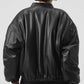 Faux Leather Premier Bomber — Black