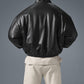 Faux Leather Premier Bomber — Black