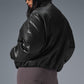 Faux Leather Premier Bomber — Black