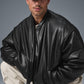 Faux Leather Premier Bomber — Black
