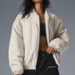 Faux Leather Premier Bomber — Bone