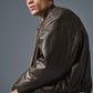 Faux Leather Premier Bomber — Espresso