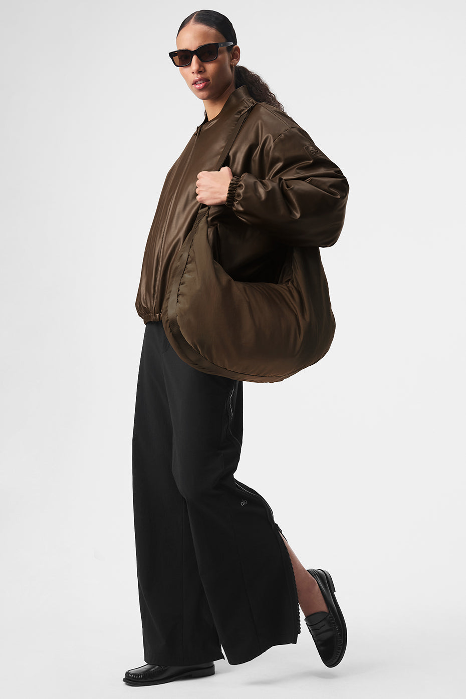 Faux Leather Premier Bomber — Espresso