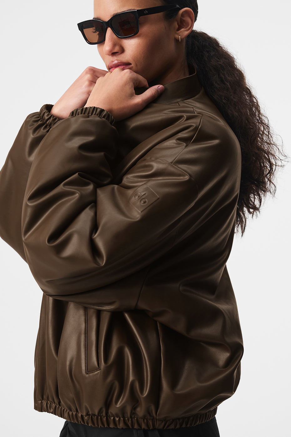 Faux Leather Premier Bomber — Espresso