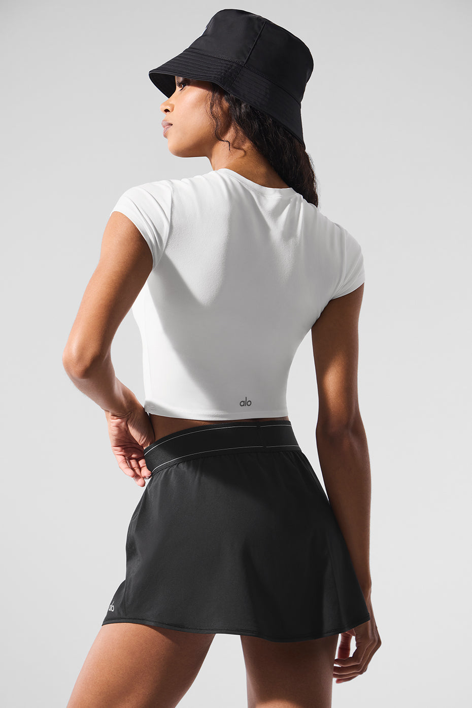 Alosoft Crop Finesse Shorts‑Sleeve — White