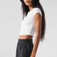 Alosoft Crop Finesse Shorts‑Sleeve — White