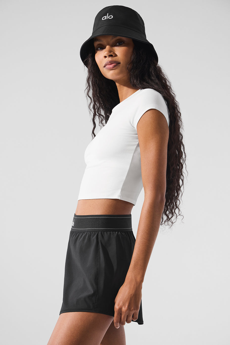 Alosoft Crop Finesse Shorts‑Sleeve — White