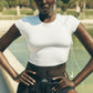 Alosoft Crop Finesse Shorts‑Sleeve — White