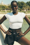 Alosoft Crop Finesse Shorts‑Sleeve — White