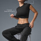 Alosoft Crop Finesse Shorts‑Sleeve — Black