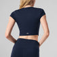 Alosoft Crop Finesse Shorts‑Sleeve — Navy
