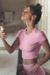 Alosoft Crop Finesse Shorts‑Sleeve — Sweet Pink