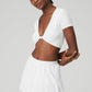 Ribbed Knotty Shorts‑Sleeve — White