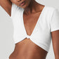 Ribbed Knotty Shorts‑Sleeve — White