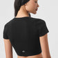 Seamless Ribbed Cropped Serene Shorts‑Sleeve — Black