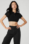 Cropped Prestige Polo — Black