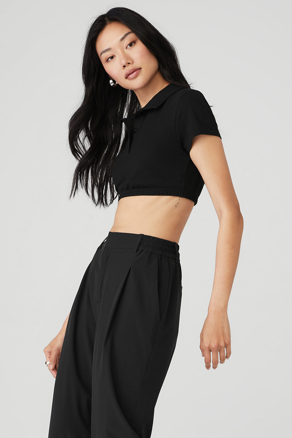 Cropped Prestige Polo — Black