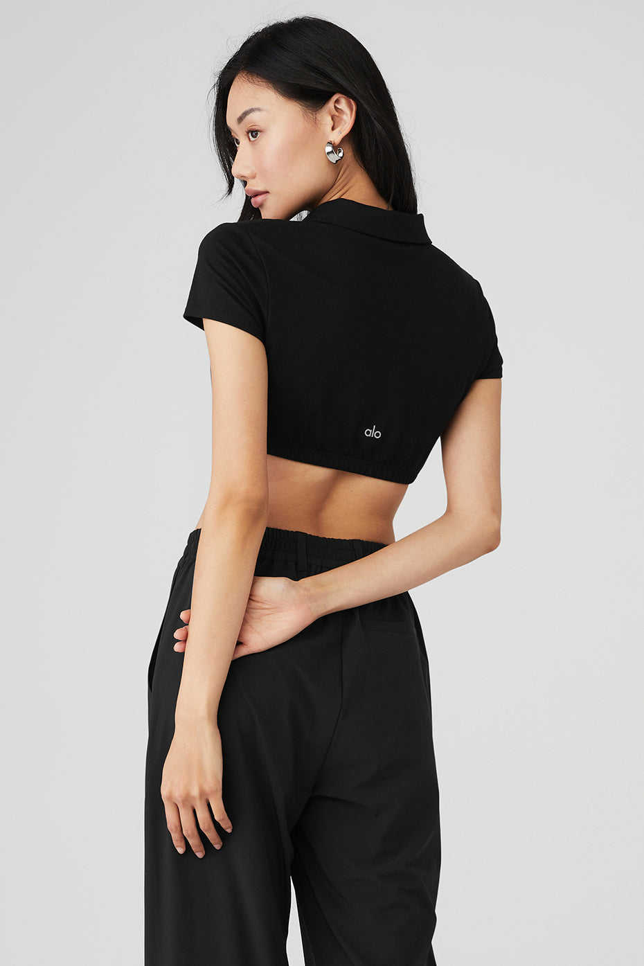 Cropped Prestige Polo — Black