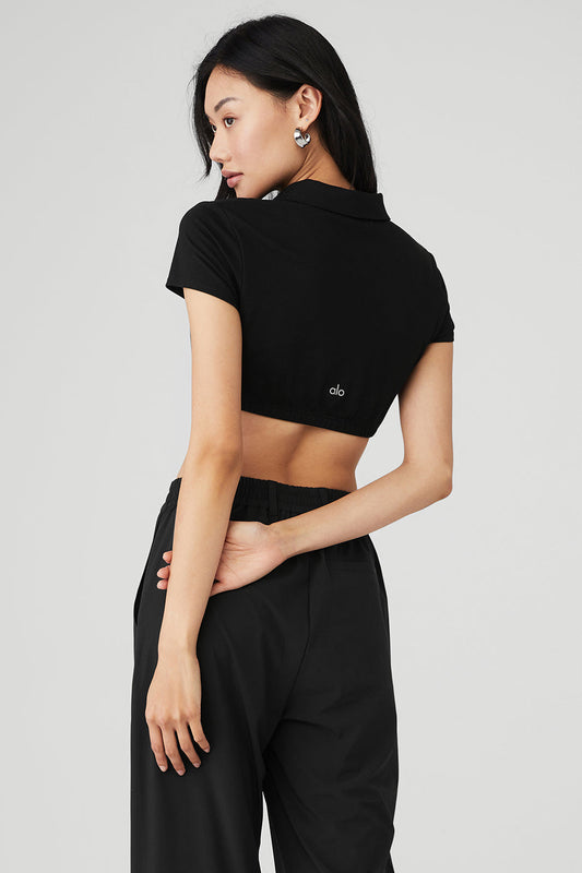 Cropped Prestige Polo — Black