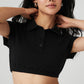 Cropped Prestige Polo — Black
