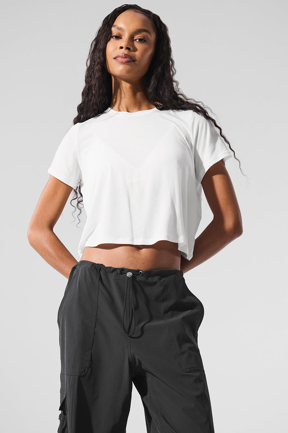 Cropped All Day Shorts‑Sleeve — White