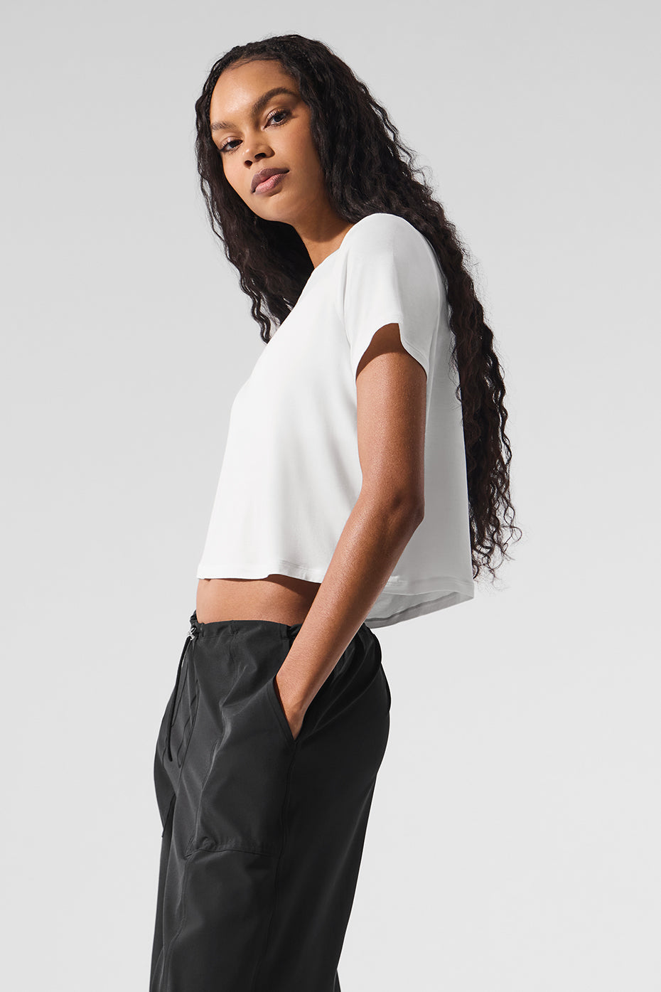 Cropped All Day Shorts‑Sleeve — White