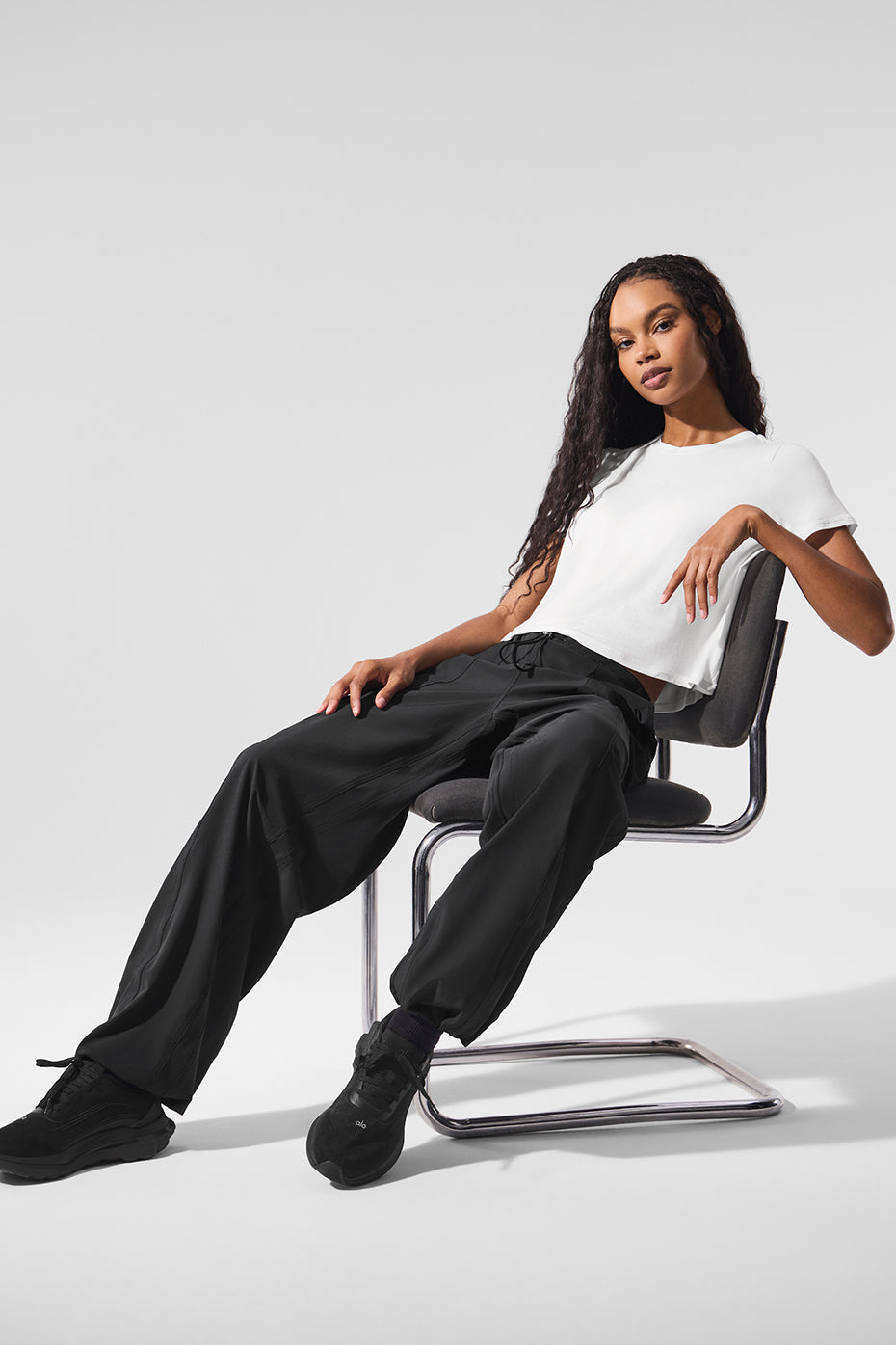 Cropped All Day Shorts‑Sleeve — White