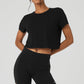 Cropped All Day Shorts‑Sleeve — Black