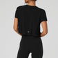 Cropped All Day Shorts‑Sleeve — Black