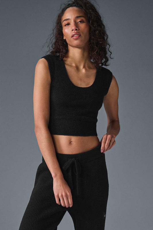 Snuggle Up Sweater Shorts‑Sleeve — Black