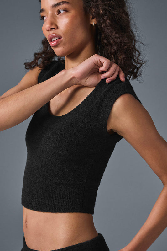 Snuggle Up Sweater Shorts‑Sleeve — Black