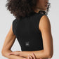 Denim Knit Sleeveless Full Zip Top — Black/Anthracite